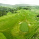 Drone shot of top of the Ballindalloch castle gold course