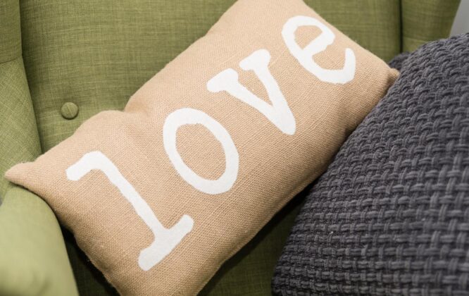 Picture of a love cushion in Speyside cottage