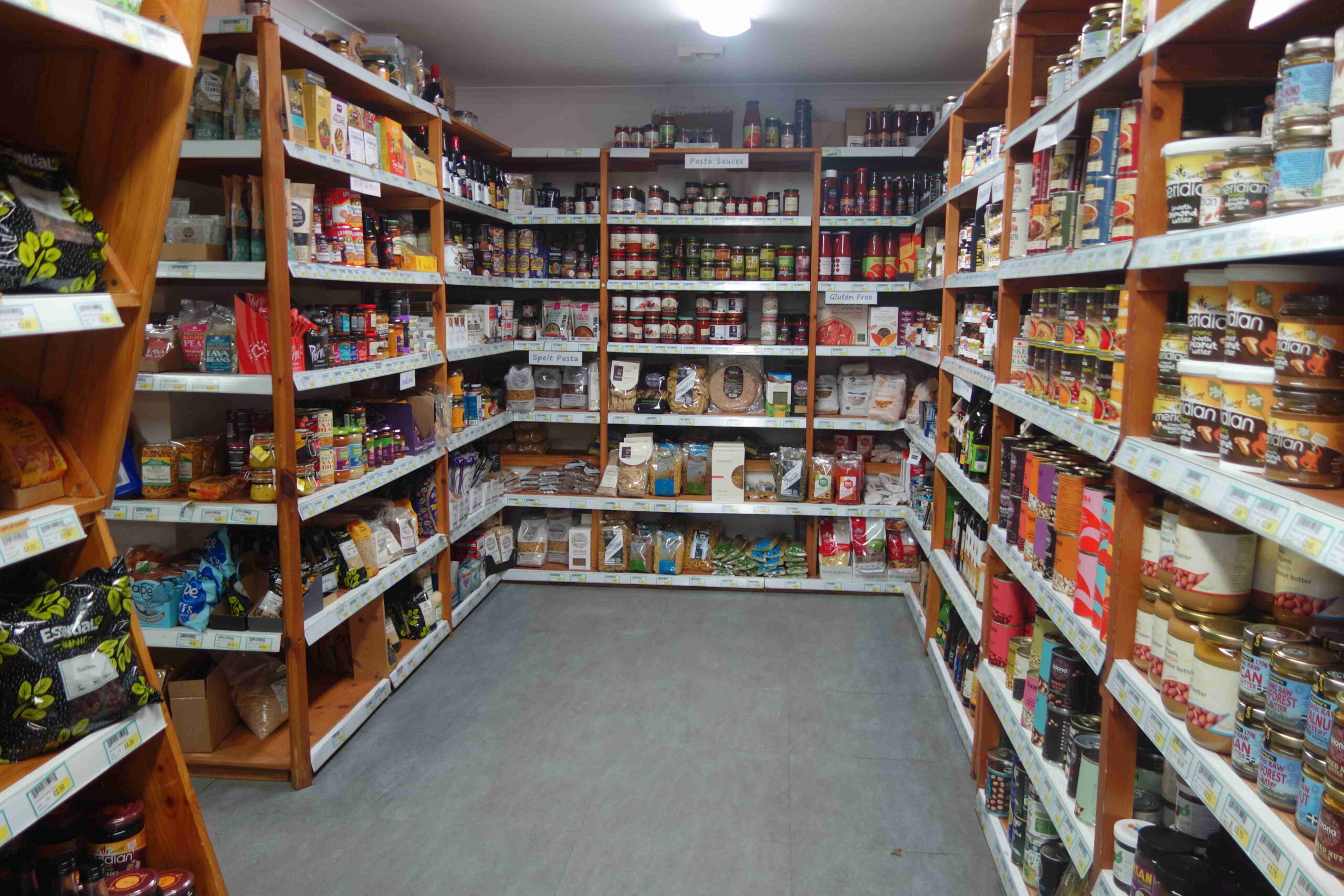 food on shelves