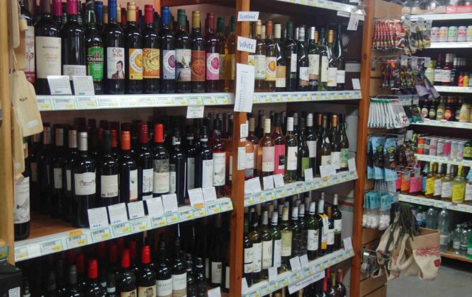 wine on a shelf