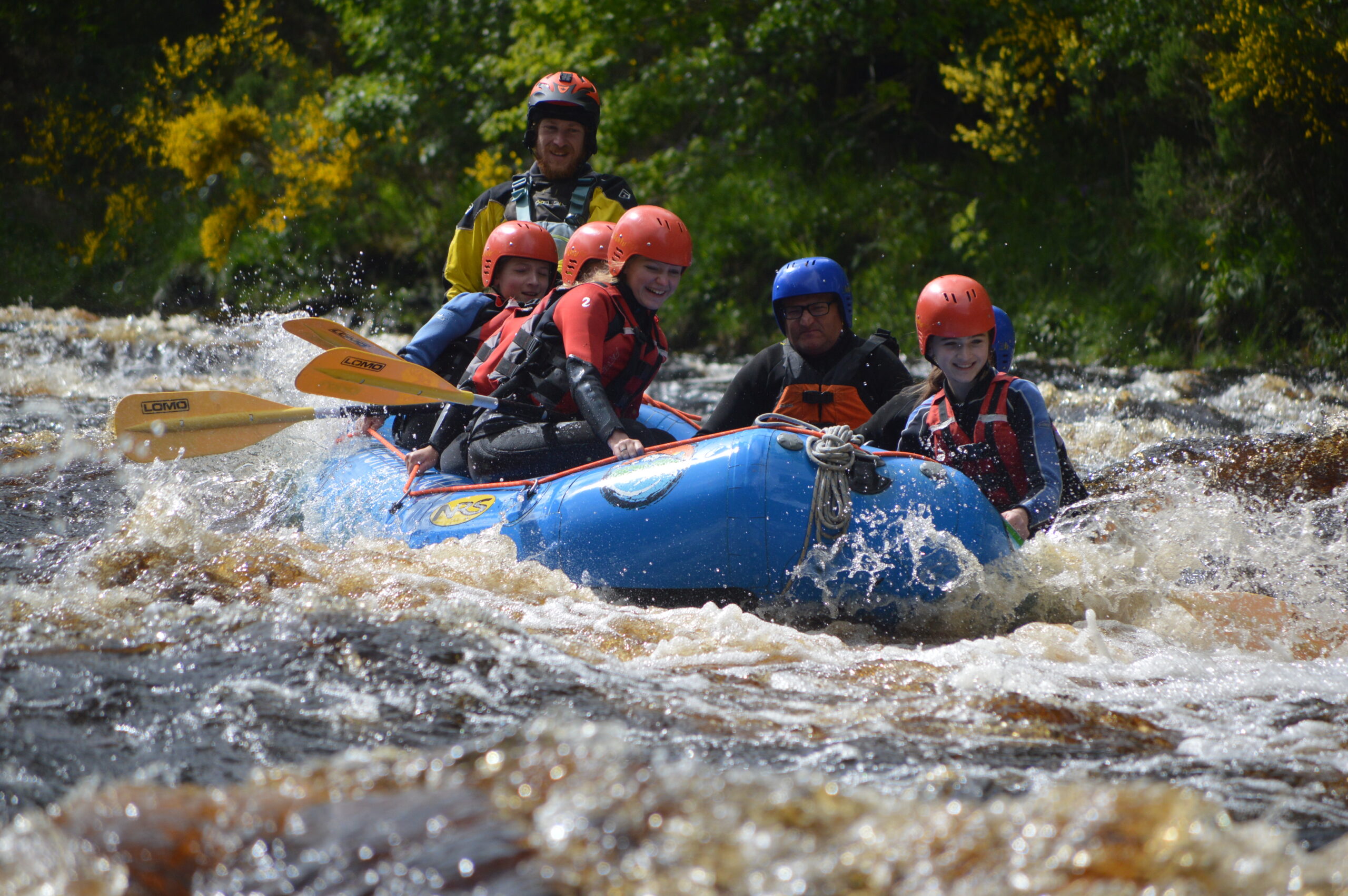 a family rafting