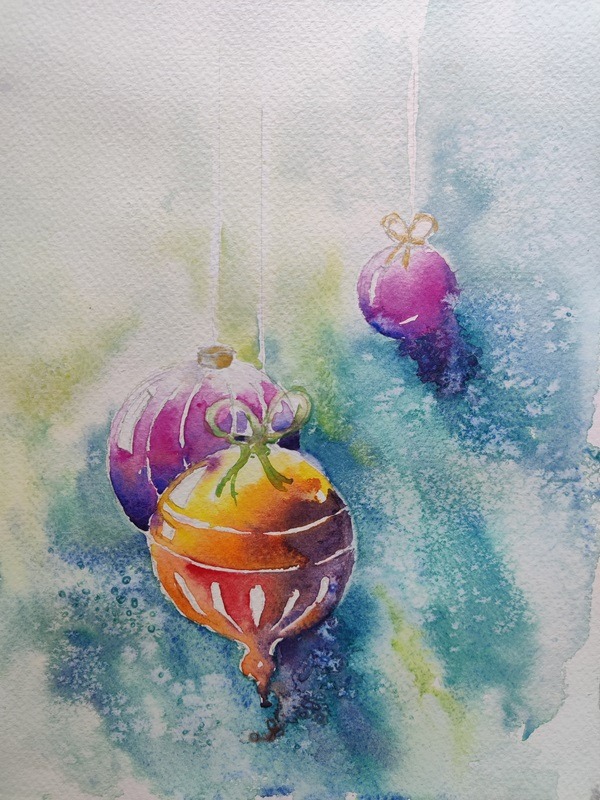 Christmas Baubles in Watercolour - Visit Moray Speyside