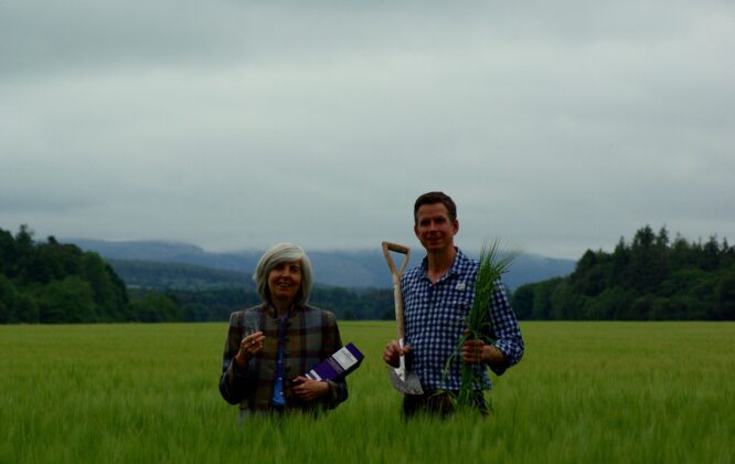 Picture of Linda Bruce and Steven Smith at Byres farm in Fochabers