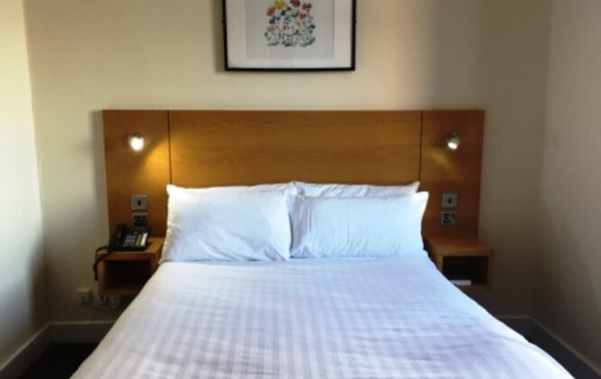 Double bed at Stotfield Hotel